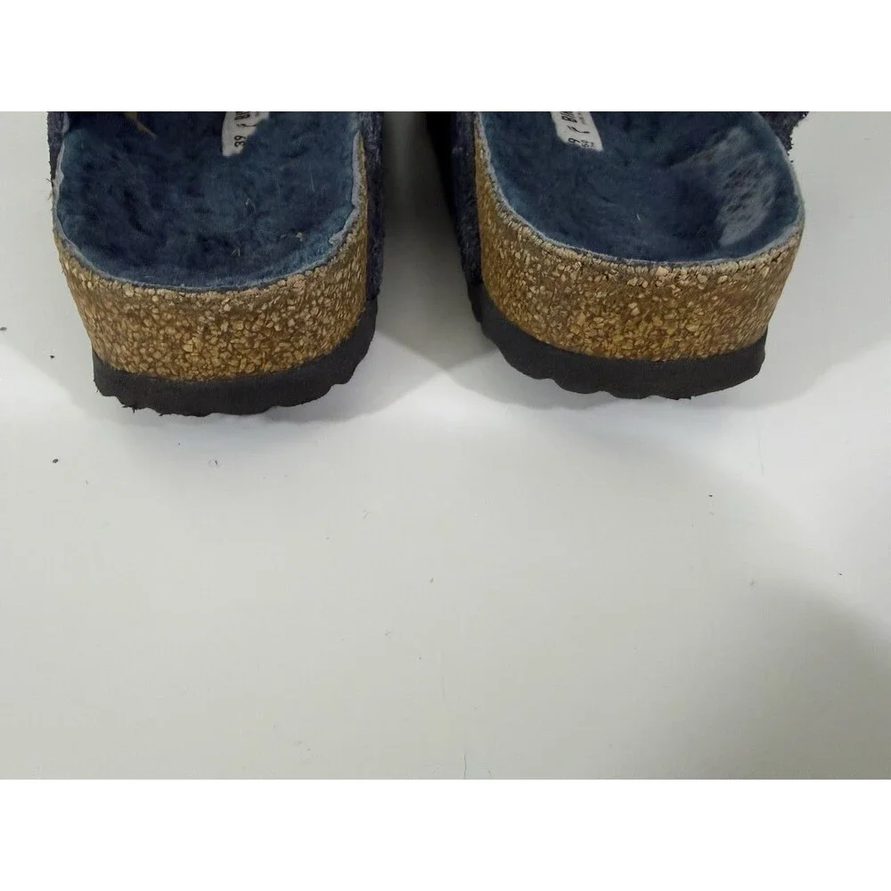 Birkenstock US 8-8.5 EU 39 Arizona Shearling Fur Lined Sandals Navy Blue Narrow